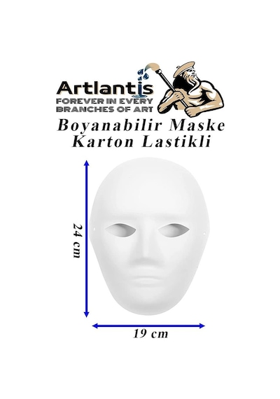 Maske Boyama 19x24 Cm 1 Adet Boyanabilir Maske Karton Lastikli İnsan Yüzü Suratı Okul Sınıf Etkinlikleri Hobi