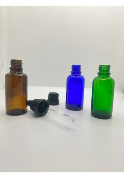 Cam Şişe 10 Cc / 30 Cc / 50 Cc - 18mm Yeşil / Mavi / Amber Cam Şişe 10 Cc 18 Mm Mavi