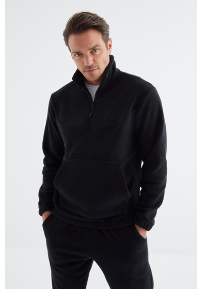 Tommy Life Lacivert Yarım Fermuar Dik Yaka Lastik Paça Polar Erkek Eşofman Takımı - 85159 Lacivert