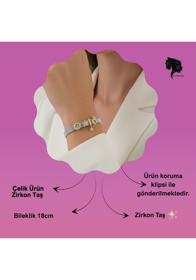 Eva Takı Store Mesh Charm Yıldız Yüzük Çelik Bileklik Gümüş