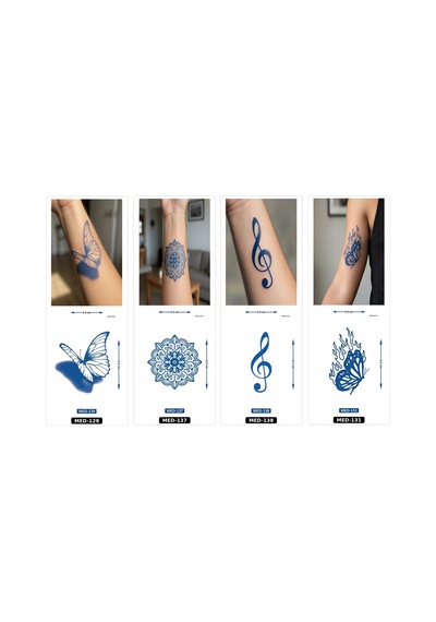 Minimal 5 Cm Yarı Kalıcı Geçici Dövme 4 Adet Birden Aylık Mini Set 16