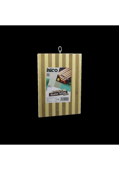 Hubrendy Tedarik Bambu Kesme Tahtası 20x30x1.3 Cm - Beyaz Çizgili Metal Kulplu Diğer