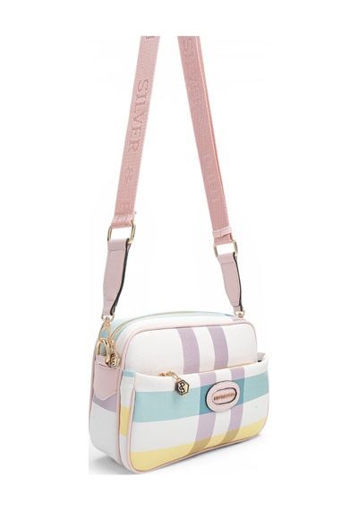 Silver & Polo Silver Polo Lila - Pembe Ekose Kadın Çapraz Çanta Sp1267
