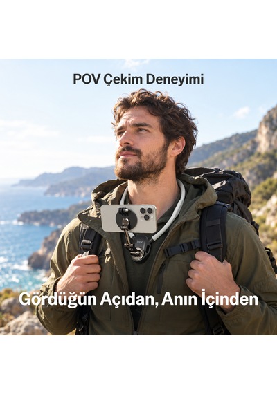 Bix Tch07 Manyetik Boyun Askılı Telefon Tutucu Aksiyon Kamera Uyumlu 360 Ayarlanabilir Vlog Ve Pov Çekim Aparatı Siyah