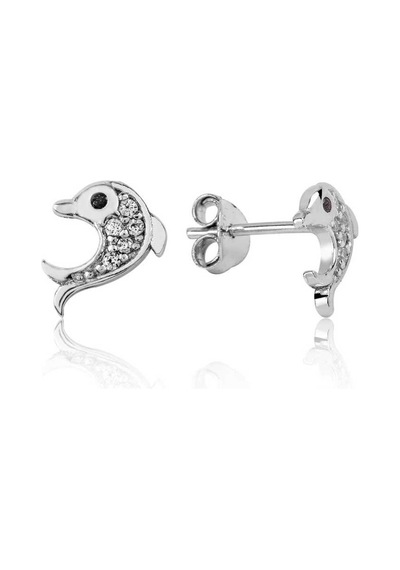Gumush Gümüş Yunus Balığı Çivili Küpe N11.53876