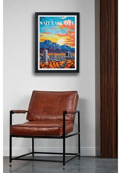 Salt Lake City Utah Poster Tablo Siyah