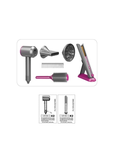 Hua-1019 Sesli Ve Işıklı 2ın1 Lüks Saç Şekillendirici Set -vardem Oyuncak