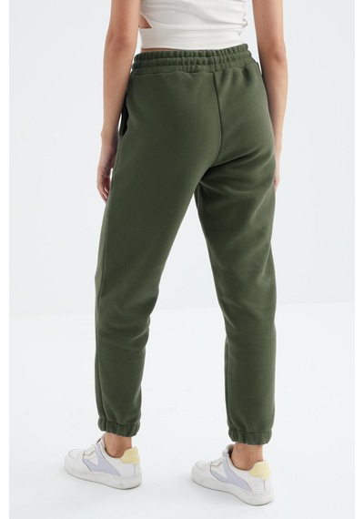 Çağla Yüksek Bel Basic Bağcıklı Jogger Polar Kadın Eşofman Alt - 94622 Çağla