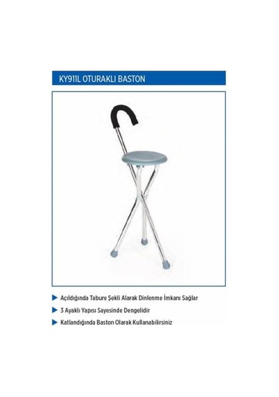 Comfort Plus Ky911L Oturaklı Baston Katlanır Tabure Baston