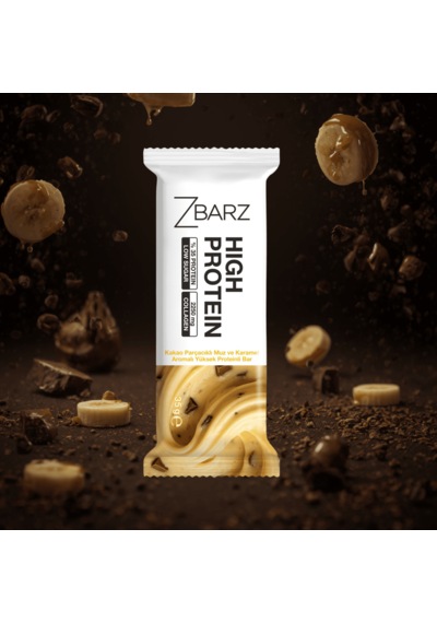 Zbarz Kakao Parçacıklı Muz Ve Karamel Aromalı Yüksek Proteinli Bar 35 Gr 12 Li