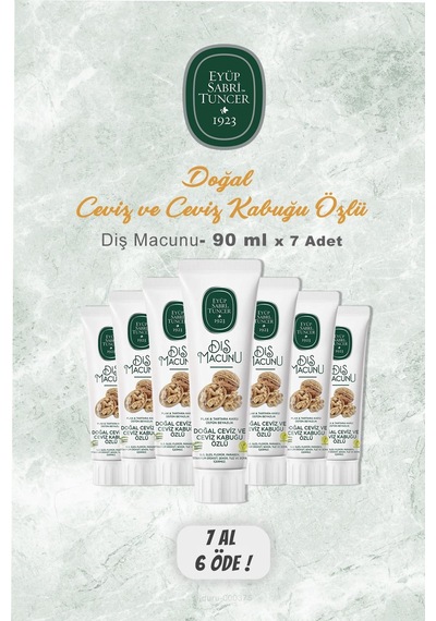Eyüp Sabri Tuncer Doğal Ceviz ve Ceviz Kabuğu Özlü Diş Macunu 7 x 90 ML