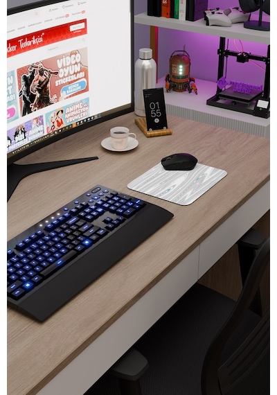 Glitch Kaymaz Dikişli Kauçuk Oyuncu Mousepad V5 - 22x18 Gaming Mouse Pad Fare Altlığı