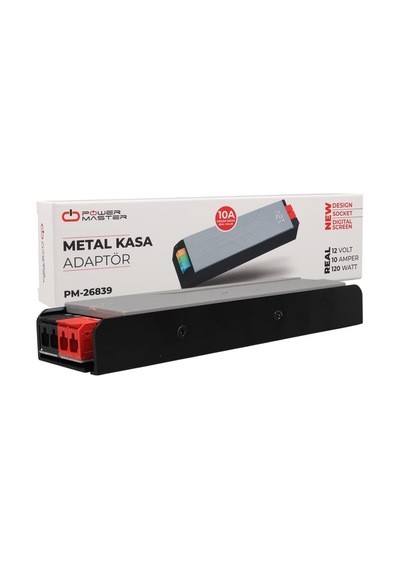 Ayt Powermaster Pm-26839 12 Volt 10 Amper 120 Watt Slim Metal Kasa Adaptör Voltaj Göstergeli 189x51x27mm