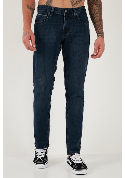 Buratti Pamuklu Regular Fit Normal Bel Boru Paça Jeans Erkek Kot Pantolon 2211C16Parma Lacivert