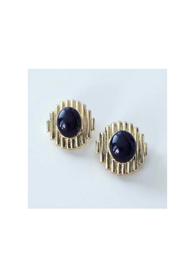 Lunarie Art Deco Çizgili Vintage Statement Küpe Altın