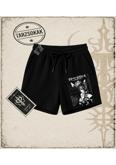 Tarzsokak Gotik & Grunge Streetwear Deat Note Unisex Şort Siyah