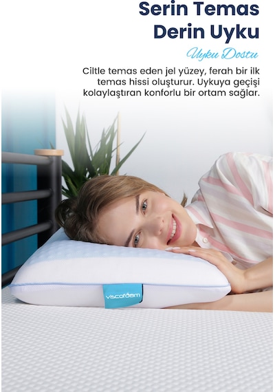 Viscofoam Evva Terletmeyen Ortopedik Yastık Serinleten Visco Yastık Jelli Yastık  59x39x13cm