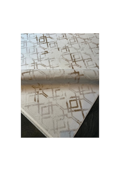 Merinos Vista Krem %100 Akrilik Yumuşak Dokulu Salon Oturma Odası Halısı Altın Renk Desenli 36892-77 Sarı