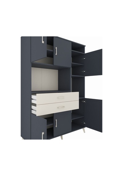 Hyperion Dolap 9 Raflı 2 Çekmeceli 6 Kapaklı 132x44x195 Antrasit-antrasit/aytaşı Antrasıt/aytası Hyperion Dolap 9 Raflı 2 Çekmeceli 6 Kapaklı 132x44x195 Antrasit-antrasit/aytaşı Antrasıt/aytası