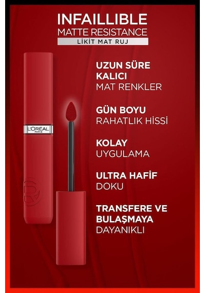 L'Oréal Paris Infaillible Matte Resistance Likit Mat Ruj 420 Le Rouge Paris