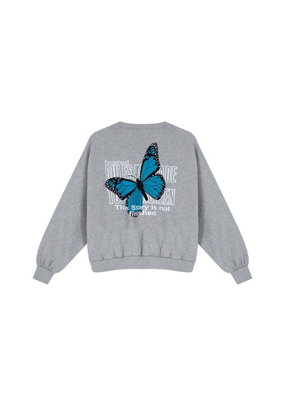 Kadın Kelebek Baskılı Oversıze 2iplik Sweatshırt 69280 001