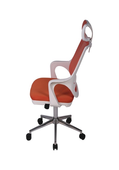 Ofisbazaar Buya Beyaz Fileli Ofis Koltuğu Ergonomik Ve Modern Tasarım Turuncu Turuncu