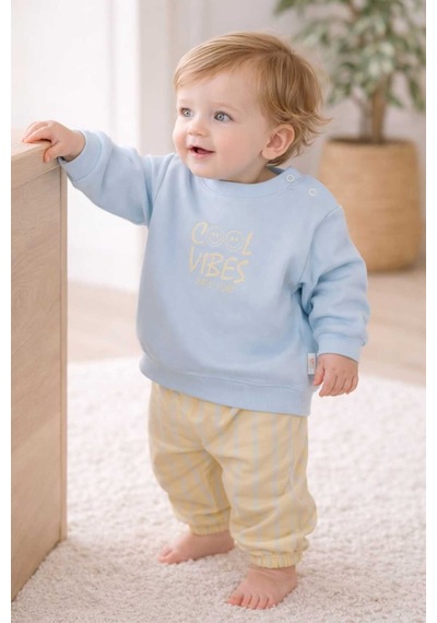 Oversize Bebek Takım 6-18 Ay %100 Pamuk Mavi