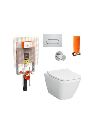 VitrA Integra Rimex Kanalsız Asma Klozet, Gömme Rezervuar Tam Set 800-2027 Beyaz