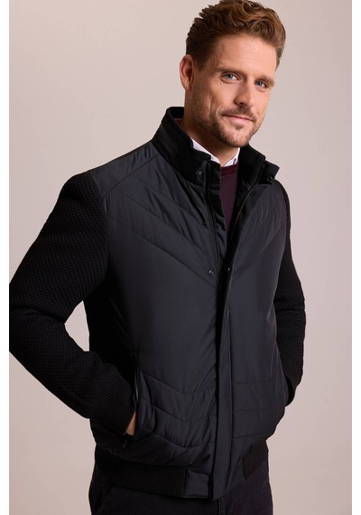 Ysf Erkek Siyah Slim Fit Kolu Trikolu Mont