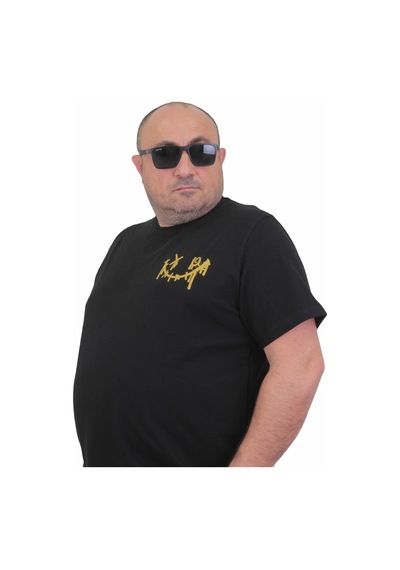 Moc Grande Mocgrande Erkek Büyük Beden Sıfır Yaka Tişört Gang 24132 Sıyah-Sıyah Siyah
