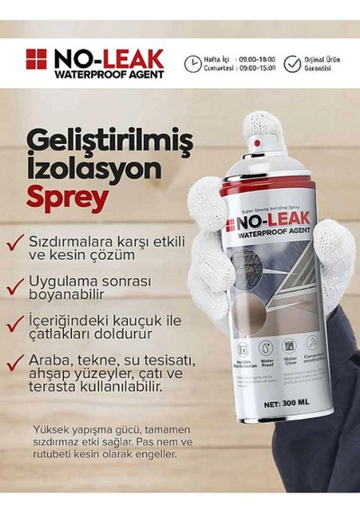 NoLeak Su Izolasyon Sızıntı Onarım Spreyi Su Geçirmez Şeffaf 300ml noLeak1