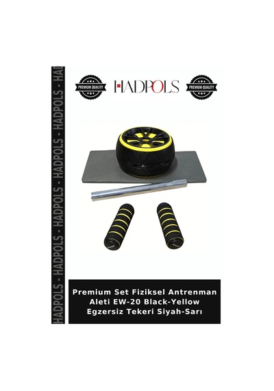 Premium Set Fiziksel Antrenman Aleti Ew-20 Black-yellow Egzersiz Tekeri Siyah-sarı