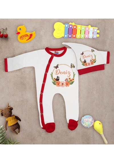 Bk Kids Kişiye Özel Bebek Kıyafeti, Bebek Giyim Hediyesi, Tulum Zıbın Ve Kukuletalı Şapka Seti-16 Çok Renkli