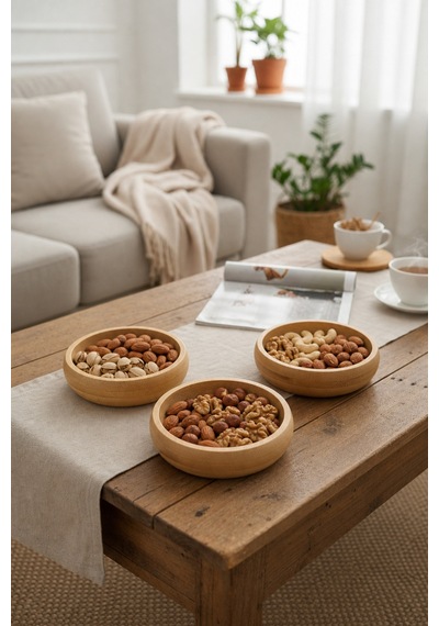 3'lü Bambu Yuvarlak Çerezlik Kase Seti 9,5 X 9,5 X 2,5 Cm Doğal Ahşap Sunum Kasesi Kahvaltılık, Sosluk, Mezelik Ve Atıştırmalık Kasesi Bej Bej 3'lü Bambu Yuvarlak Çerezlik Kase Seti 9,5 X 9,5 X 2,5 Cm Doğal Ahşap Sunum Kasesi Kahvaltılık, Sosluk, Mezelik Ve Atıştırmalık Kasesi Bej Bej