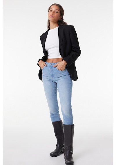 Wrangler High Rise Skinny Fit Dar Kesim Yüksek Bel Çok Dar Paça Mavi Kadın Esnek Jean Denim Kot Pantolon W27HZI29R
