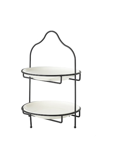Mudo Home Gurme İki Katlı Sunum 22cm - Siyah Çok Renkli