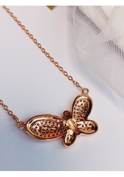 Gümüş Zirkon Taşlı Trend Kelebek Figürlü Gold Kadın Trend Kolye Ö