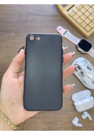 Apple iPhone 7 Uyumlu Süper İnce Mat Ultra Thin Silikon Kılıf Siyah