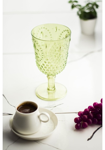 Akrilik Tekli Kadeh & Su Meşrubat Kahve Yanı Bardağı Yeşil 450 ML ( Cam Değildir )