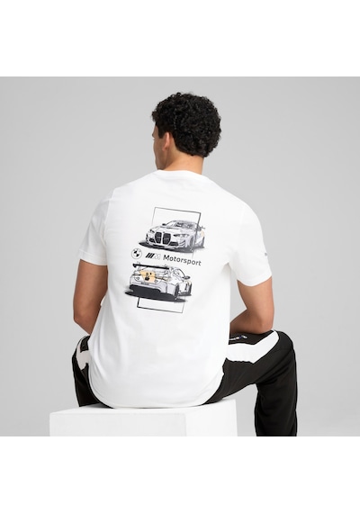 Puma Bmw M Motorsport Car Erkek Desenli Tişört 2 630735 02 Beyaz
