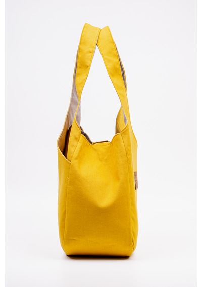 Fabric Craft Bag Omuz Çantası Duck Kumaş Astarlı Büyük Boy Günlük Tote Hardal