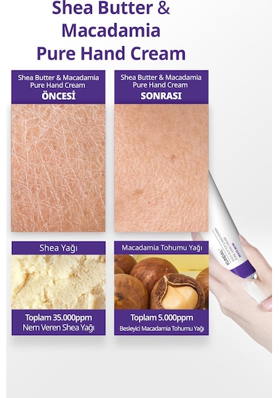 Yoğun Nem Veren Besleyici El Kremi Kundal Shea Butter & Macadamia Pure Hand Cream 50ml White Musk