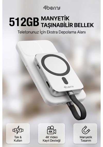 512gb Nvme Ssd Li Telefon Uyumlu Manyetik Taşınabilir Bellek Tv Ye Görüntü Aktarımı, Pc Ve Telefona Veri Transferi