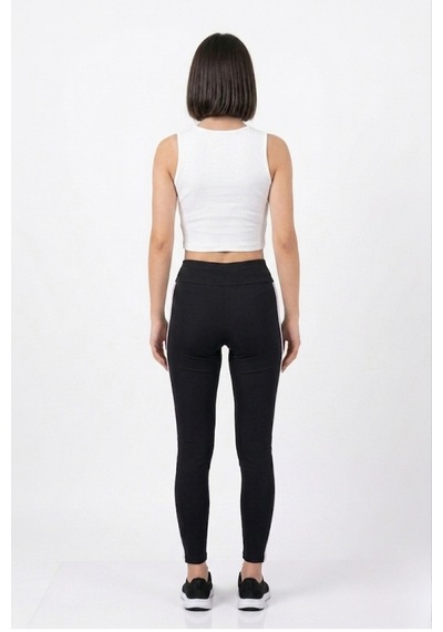 Mrm Pro Kadın Beyaza Siyah Detaylı Tasarım Crop Atlet İz Yapmayan Esnek Kumaş Beyaz Beyaz