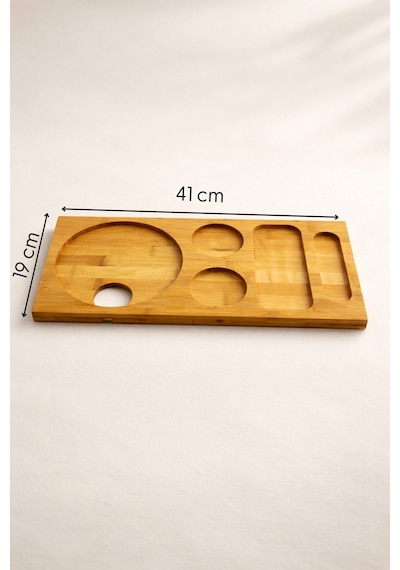 Pera - Bambu Tezgah Üstü Sunumluk Kahve Köşesi Organizer Stand Küçük 41 Cm Bambu