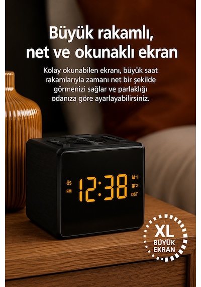 Philips Tar4500/10 Fm Saatli Radyo Çift Alarm Büyük Led Ekran Usb-c Telefon Şarjlı Dijital Çalar Saat