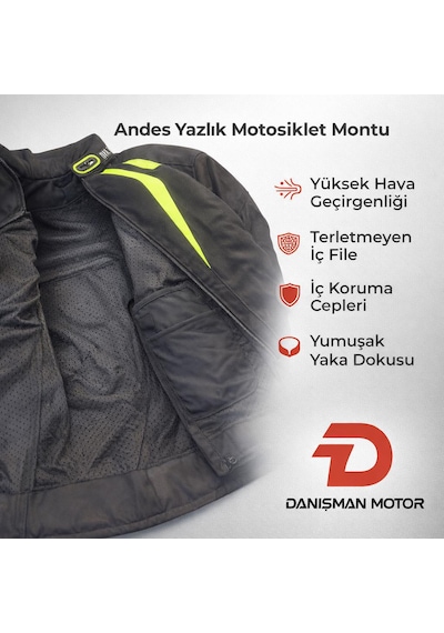 Andes Tech-touring Yazlık Fileli Motosiklet Montu Siyah/fosforlu Sarı