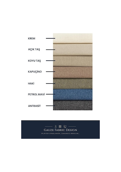 Gauze Fabric Design Capri Petrol Ekstrafor Büzgülü Keten Dokulu Yüksek Kaliteli Tek Kanat Fon Perde 200 X 270 Diğer