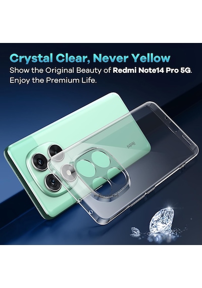 Redmi Note 14 Pro 5g Kılıf Şeffaf Silikon + 9h Temperli Cam Set