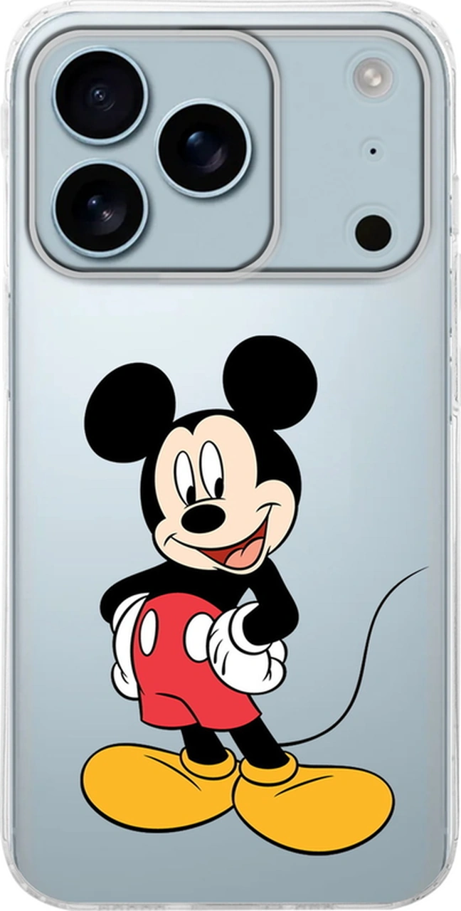 Apple Uyumlu iPhone17 Pro Max İle Kamera Çevresi Açık Mickey Mouse 5 Baskılı Şeffaf Kılıf